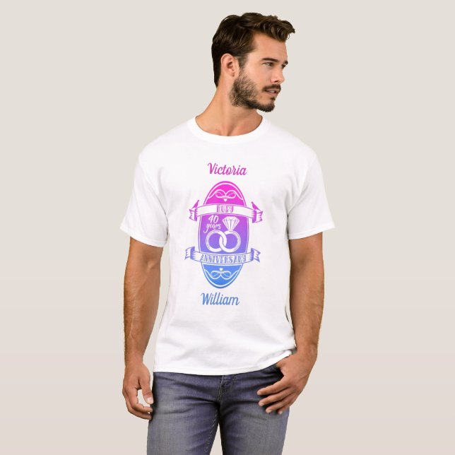 40-åriga ruby 40:e bröllop-årsdagen t-shirt (Hel framsida)