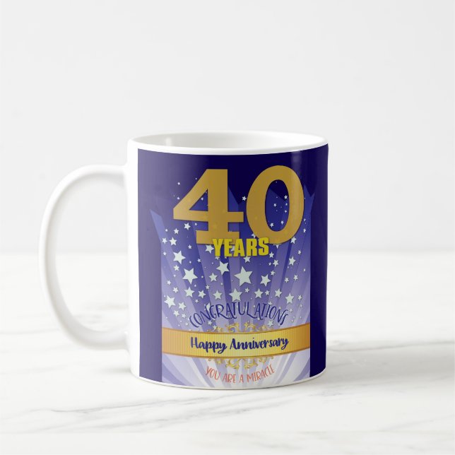 40 års ANPASSNINGSBAR Recovery-årsdag fet siffra Kaffemugg (Vänster)