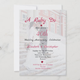 40-års bröllopsdag Elegant Foto En Ruby Do Inbjudningar