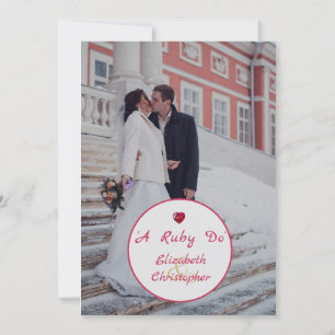 40-års bröllopsdag Elegant Foto En Ruby Do Inbjudningar