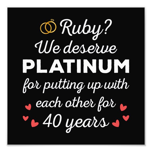 40-års bröllopsdag I - Ruby Roligt par Fototryck (Framsidan)