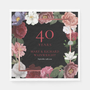 40-års bröllopsdag med Chic Rosa Blommor Pappersservett