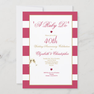 40-års bröllopsdag Röda Eleganta En Ruby Do Inbjudningar