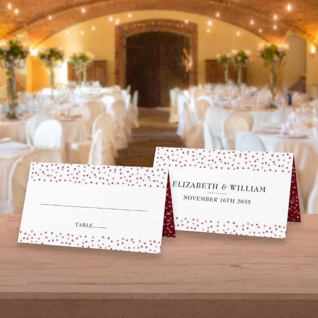 40-års bröllopsdag Ruby Hearts Placeringskort (40th Wedding Anniversary Ruby Hearts Place Card)