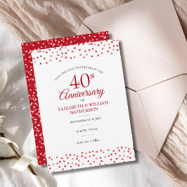 40-års bröllopsdag Ruby Love Hearts Spara Datumet