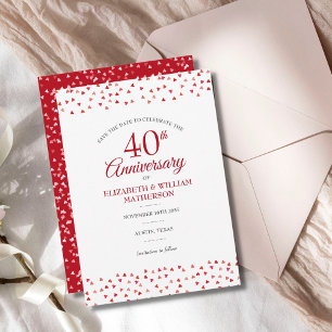 40-års bröllopsdag Ruby Love Hearts Spara Datumet