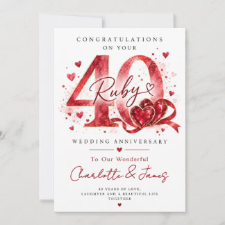 40-års bröllopsdagskort | Ruby-jubileum Julkort