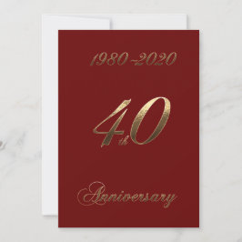 40-års bröllopsjubileum 2020 Elegant Röd Spara Datumet