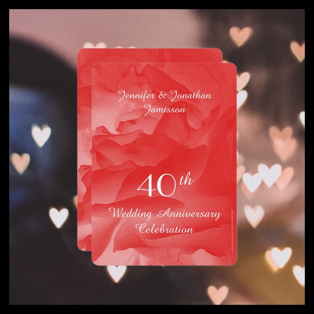 40-års bröllopsjubileum Coral Rosa Ros Inbjudningar (Skapare uppladdad)