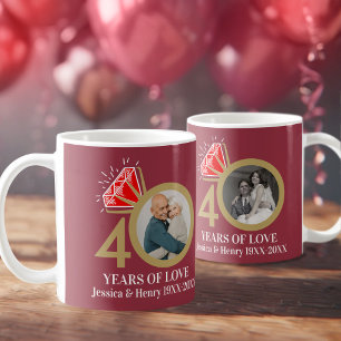 40-års bröllopsjubileum foto nu och då kaffemugg