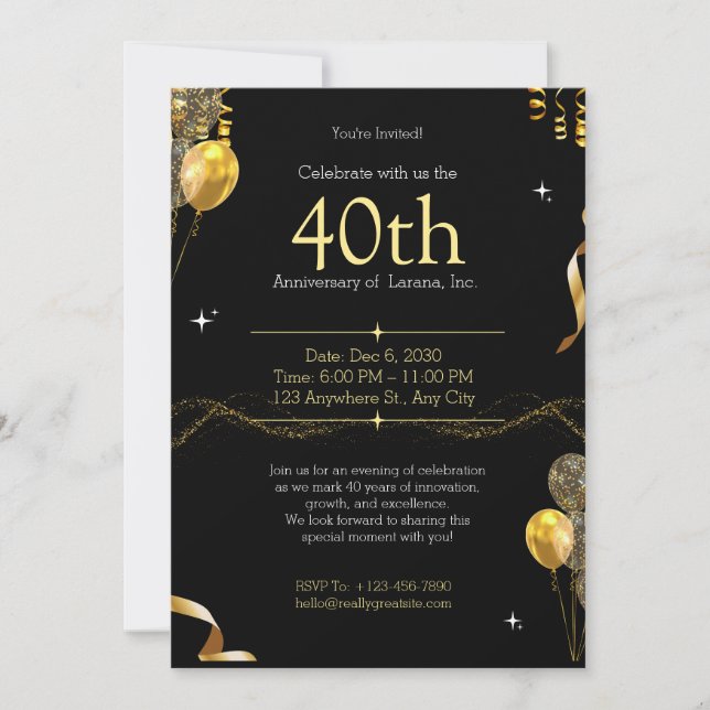 40-års bröllopsjubileum inbjudan (Framsida)
