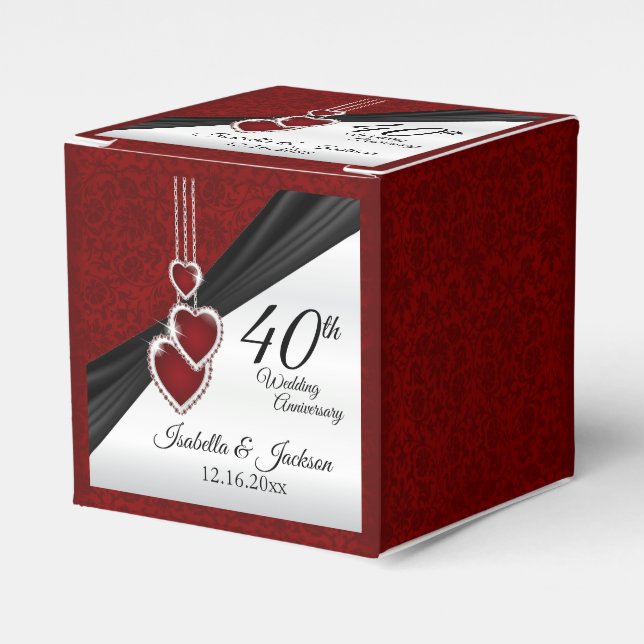 40-års bröllopsjubileum med rubin presentaskar (Framsidan Sidan)