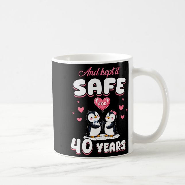 40 års bröllopsjubileum Pingvinpar Match Kaffemugg (Höger)