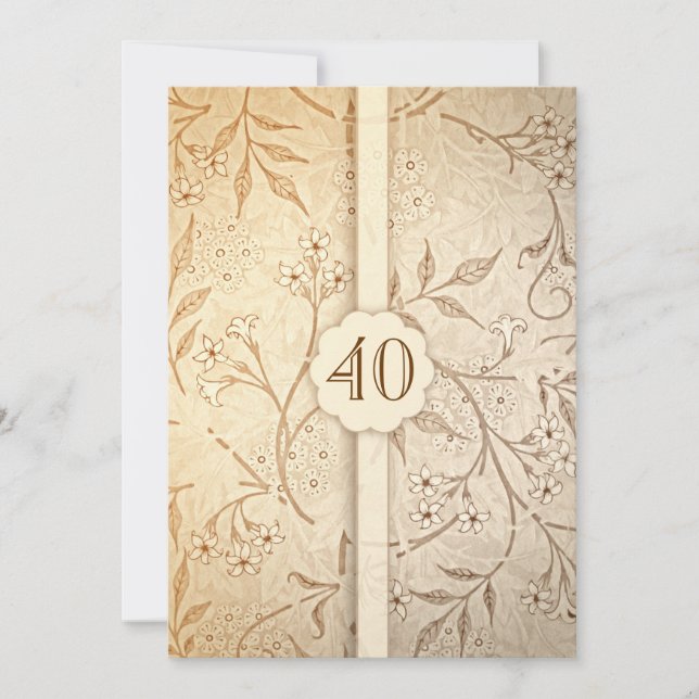 40-års bröllopsjubileum vintage blomsterinbjudning inbjudningar (Framsida)