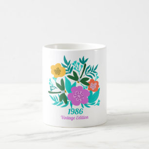 40-års födelsedag färgrik modern blommig elegant kaffemugg