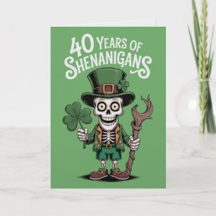 40-års födelsedag St Patrick's Day Roligt Humor Ko Kort