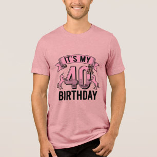 40-års födelsedags enhörning vintage gravyr design t shirt