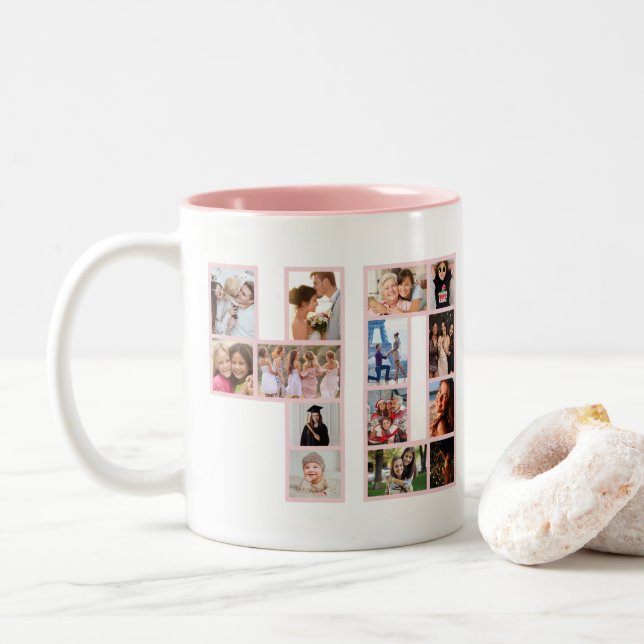 40-års födelsedags fotokollage Rosa Två-Tonad Mugg (Med munk)