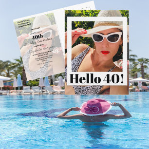 40-års födelsedags fotoram Modern chic Vykort