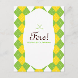 40-års födelsedags golfparty Argyle Preppy Inbjudningar