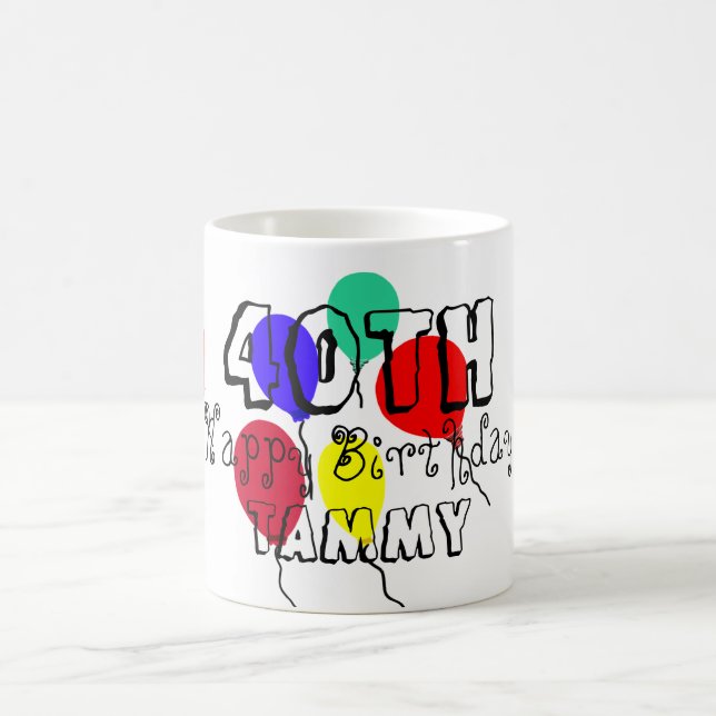 40-års födelsedagsballonger Milstolpe ALDER Kaffemugg (Center)
