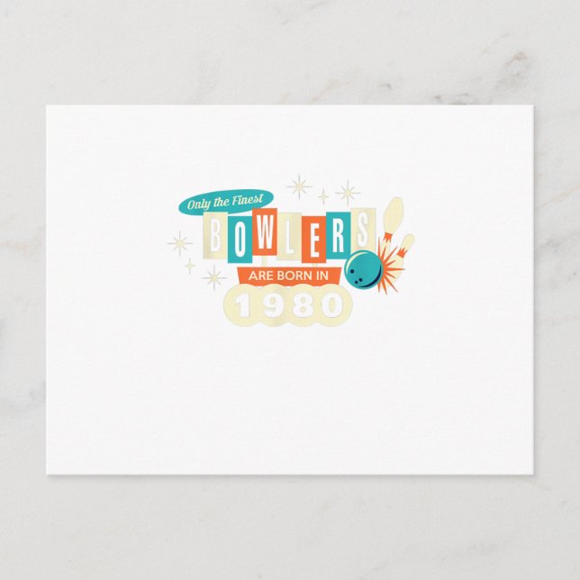 40-års födelsedagsbowling Rolig bowling 1980 Vinta Inbjudan Vykort (Framsida)