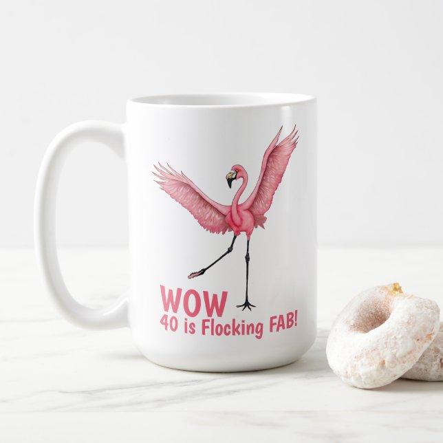 40-års födelsedagsflockande fantastisk flamingo kaffemugg (Med munk)