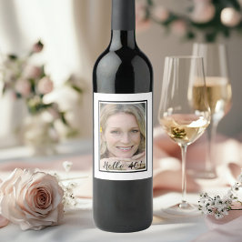 40-års födelsedagsfoto vitt svart  vinflaska etikett