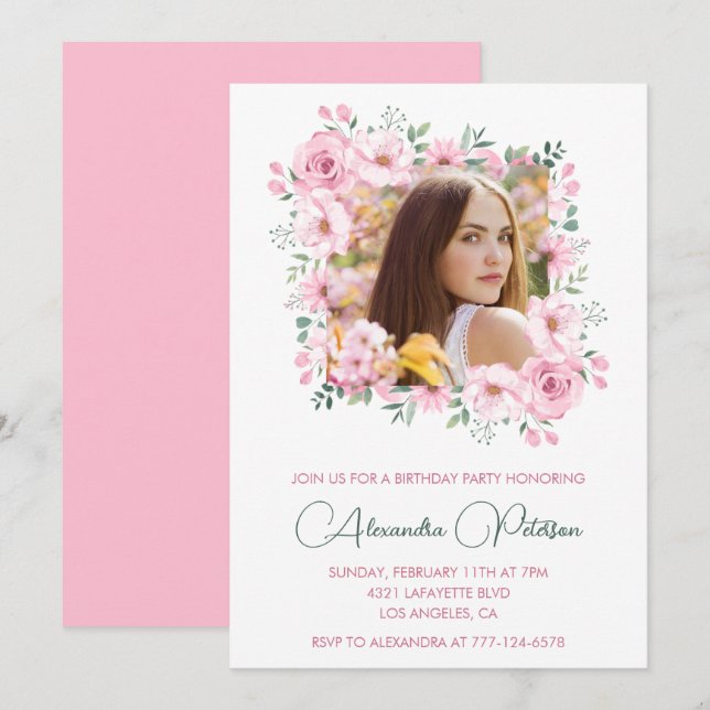 40-års födelsedagsinbjudningar Foto Boho Elegant Inbjudningar (Fram/baksida)