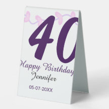 40-års födelsedagspresent namn datum år lila blomm