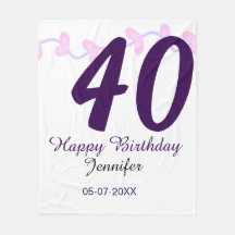 40-års födelsedagspresent namn datum år lila blomm