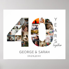 40 års fotokollage ruby Bröllop-årsdag Poster
