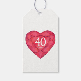 40 års märkre av ofruktbar juvel-hjärt-vattenfärga presentetikett