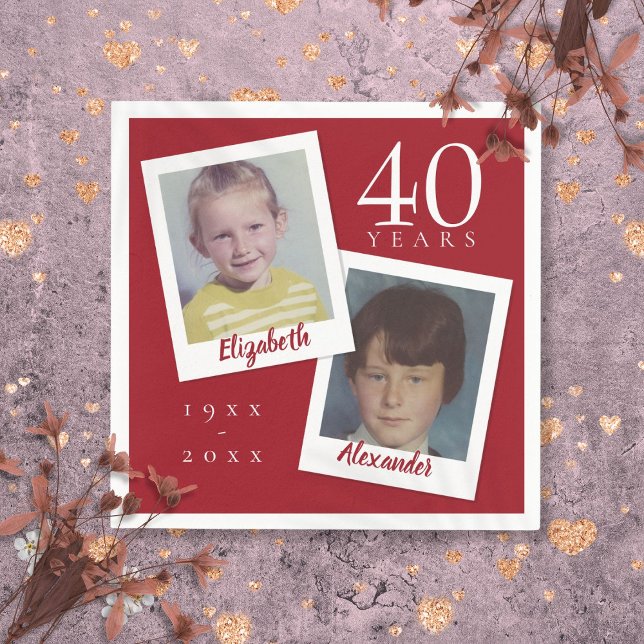 40-års rubin bröllopsdag barnbilder pappersservett (40th Ruby Wedding Anniversary Child Photos Napkins)