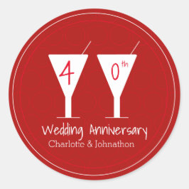 40-års rubin bröllopsdag cocktail design runt klistermärke