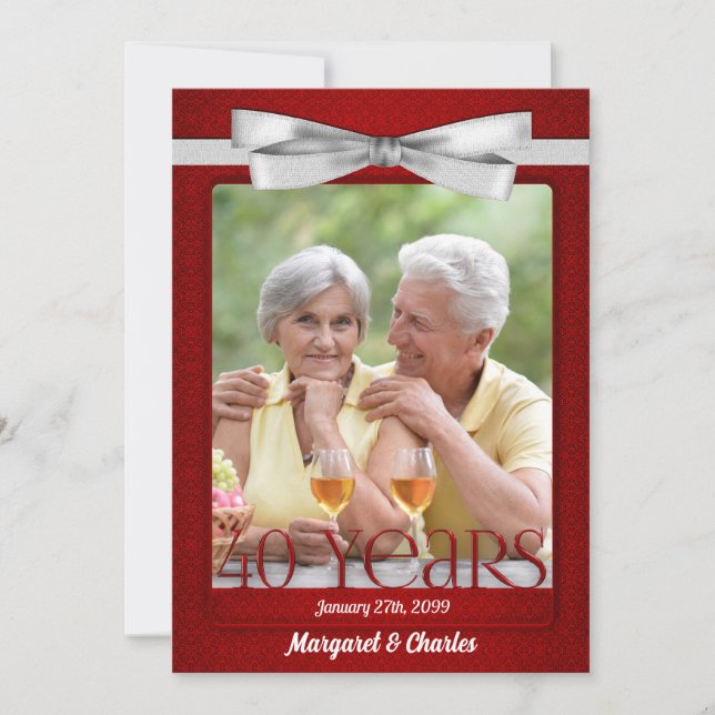 40-års rubinbröllopsfoto inbjudningar (Framsida)