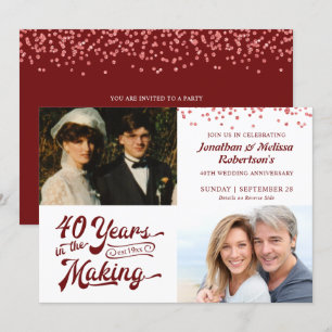 40-års Ruby-jubileum Then & Now Photos Party Inbjudningar