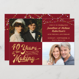 40-års Ruby-jubileum Then & Now Photos Party Inbjudningar