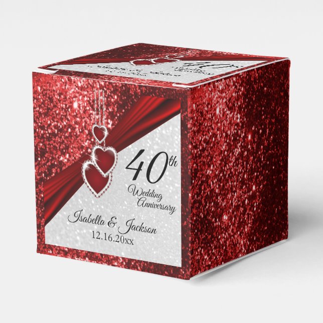 40-års Ruby Red och Glitter-jubileum Presentaskar (Framsidan Sidan)