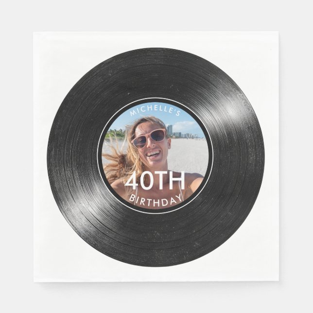 40-års Vinylskiva Foto Papper Pappersservett (Framsidan)