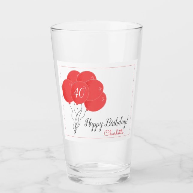 40-årsballong eller valfri rosa glaskopp (Framsida)