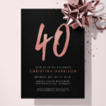 40-årsbjudandebjudande till festfesten glitter ro  inbjudningar<br><div class="desc">Fira 40 år med den svarta och faux-inbjudan till ro guld glitter med en stor stiliserad 40</div>