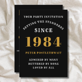 40-årsdag 1984 Svart Guld Personlig För Honom Inbjudningar