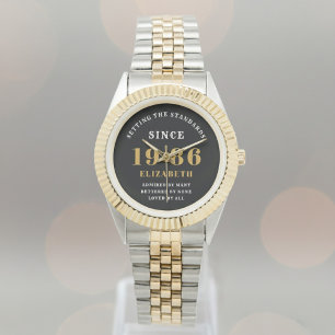40-årsdag 1986 Elegant svart vit Chic Armbandsur