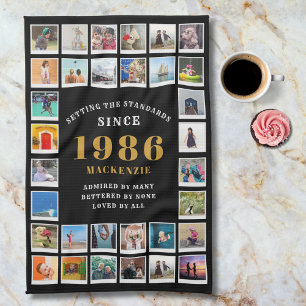 40-årsdag 1986 Familjeminnen Foto Collage  Kökshandduk