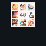 40-årsdag anpassningsbar fotokollage ro guld namn canvastryck<br><div class="desc">En unik 40-årsdagspresent eller keepé som firar sitt liv med en kollage av 8 av dina foton. Lägg till bilder från hennes familj, vänner, sällskapsdjur, hobbieser eller drömresmål. Anpassa och lägg till namn, 40 år och ett datum. Grått och svart färgad brev. En chic med låg färgad och en feminin...</div>