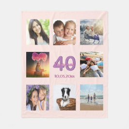 40-årsdag anpassningsbar fotokollage ro guld rosa fleecefilt