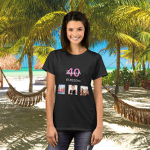 40-årsdag anpassningsbar rosa av foto-monogram-kvi