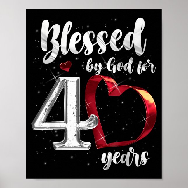 40-årsdag Bladad av Gud i 40 år Födelsedag Poster (Framsidan)