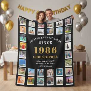 40-årsdag Familjeminnen Fotokollage Fleecefilt